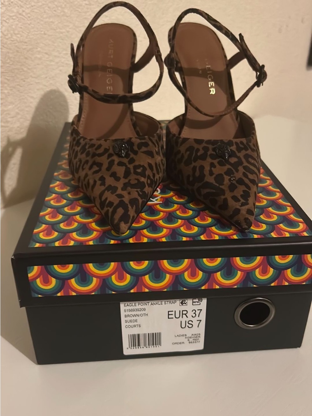 Kurt Geiger Leopard-Print Pointed Ankle-Strap Pumps - Brown/Black